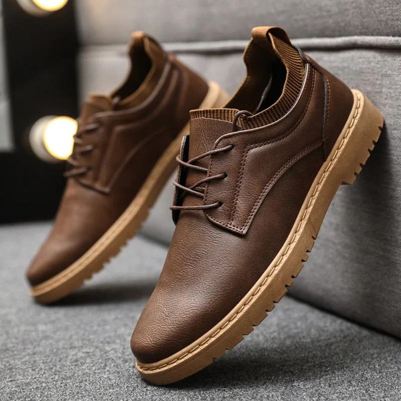 Riolio Leather Casual Shoes for Men Leather Loafers Shoes Comfortable Anti-Slip Outdoor Slip on Sneakers Zapatos De Vestir Hombre Flat Shoe Insoles