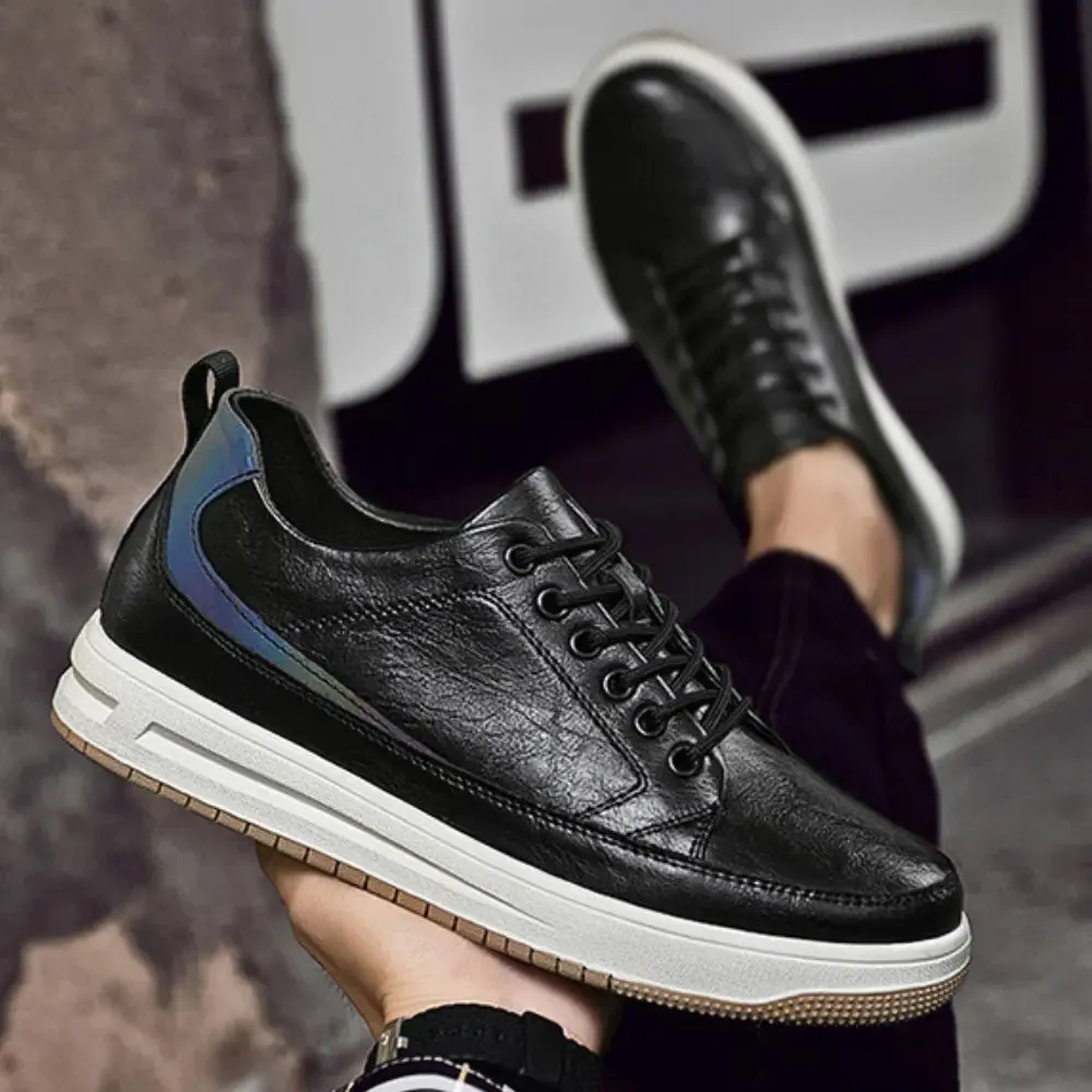 White Basketball Sneakers Raphe Elevator shoes -  7cm (2.7")