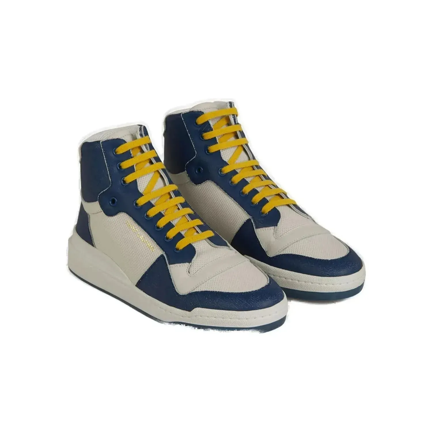 Saint Laurent Elevate Your Style with Mid-Top Blue Luxury Sneakers Sneakers Polo