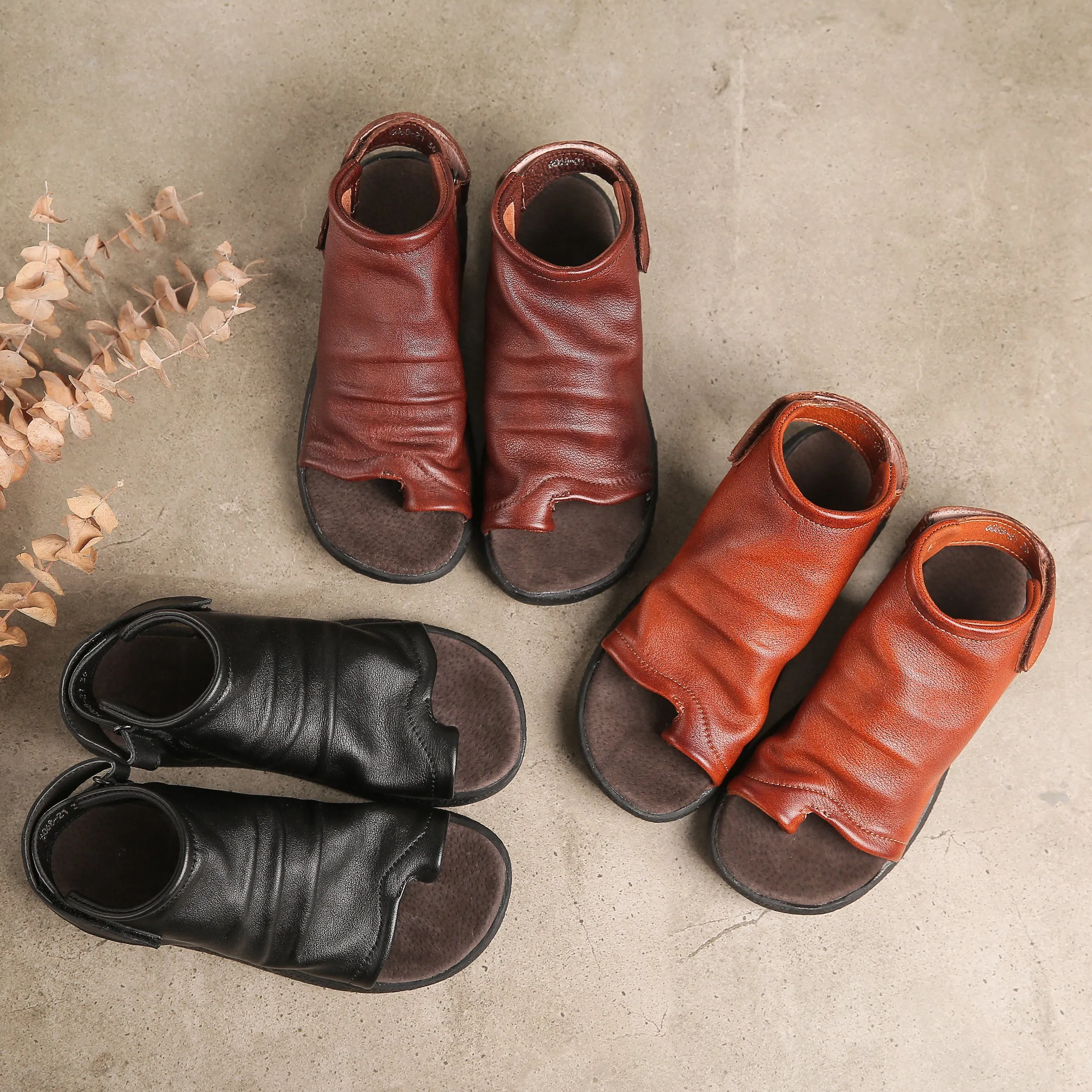 Oxford Wingtips Sandals Boots Soft Cowhide Leather Plantform Summer Boots Open Peep Toe Post Wrap Ankle Sandals Flatforms Black/Coffee/Brown