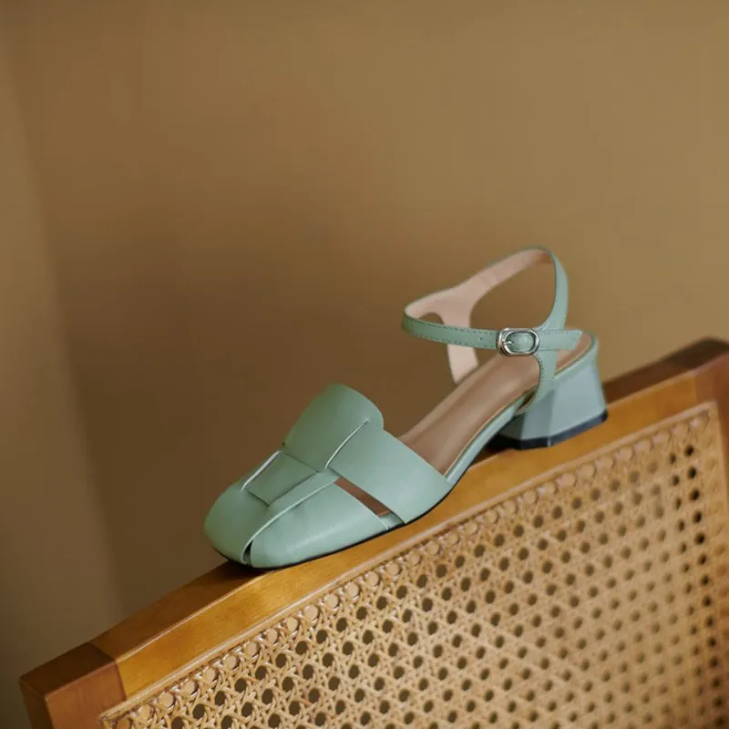 Summer Leather Sandals Dress Shoes Weave Closed Sandals Women Sandals Hide Bunions