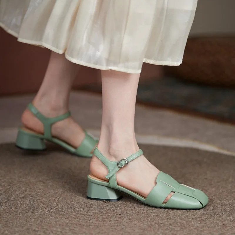 Sandals Prices Summer Leather Sandals Dress Shoes Weave Closed Sandals Women