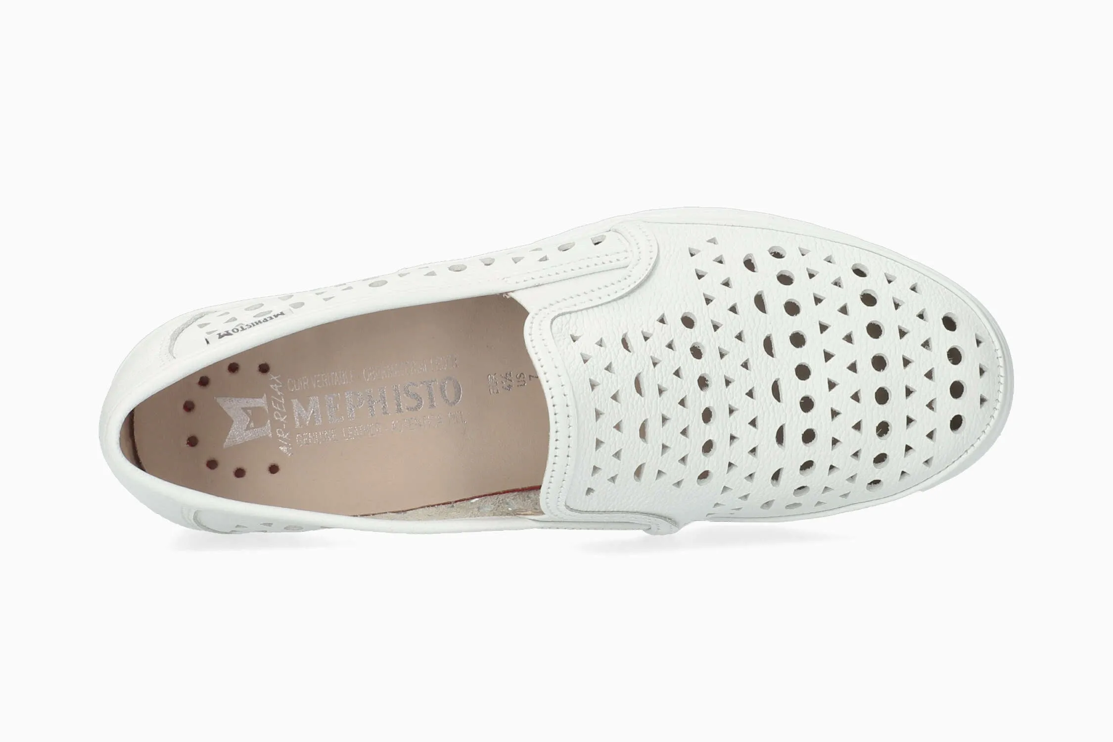 Leather Slip On Shoes Casual Jana Perf - White