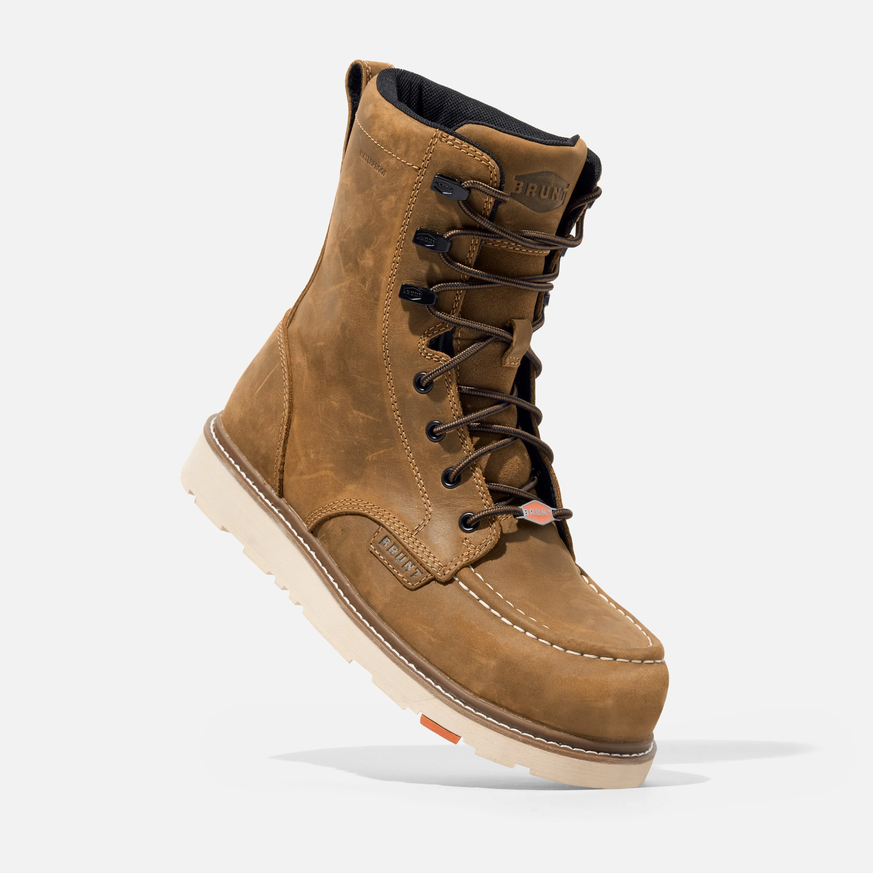 'Brunt' Men's 8" 2.0 EH WP Soft Toe - Brown Square Toe Composite Toe Work Boots