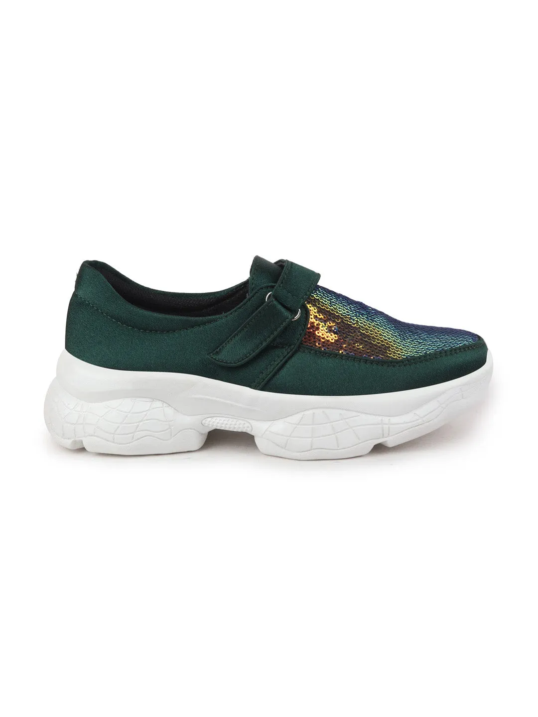 Sneakers Wide Toe Box Women Green Stylish Slip On Sneakers