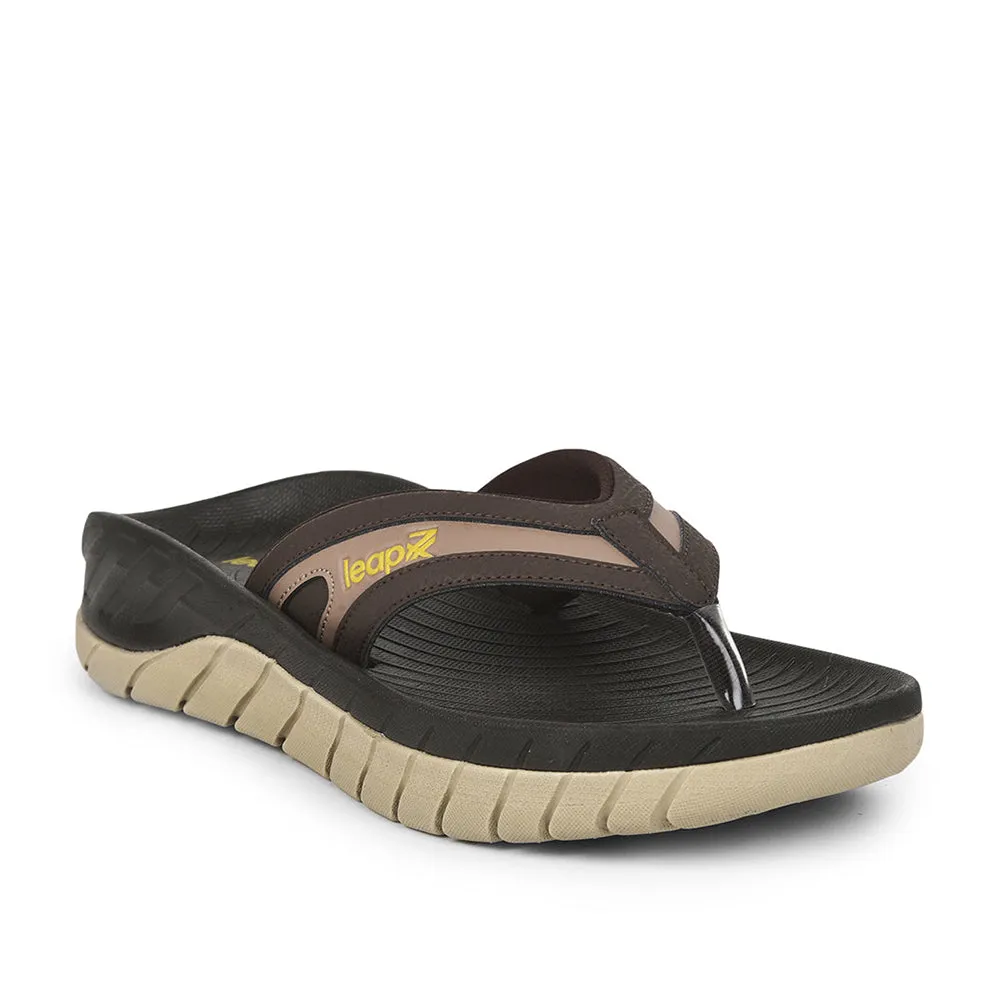 Platform Wedge Slide Sandals Leap7x By Liberty Men EVERLAST-2 Brown Casual Flip-Flop