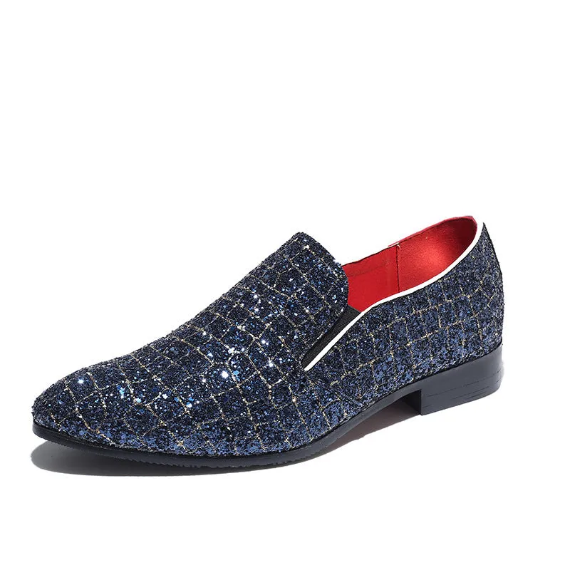 Shimmering Loafers Men Dress Shoes Loafers Snake Print