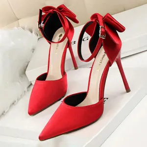 St Lucia Sandals Shoes Bow Woman Pumps Silk High Heels Women