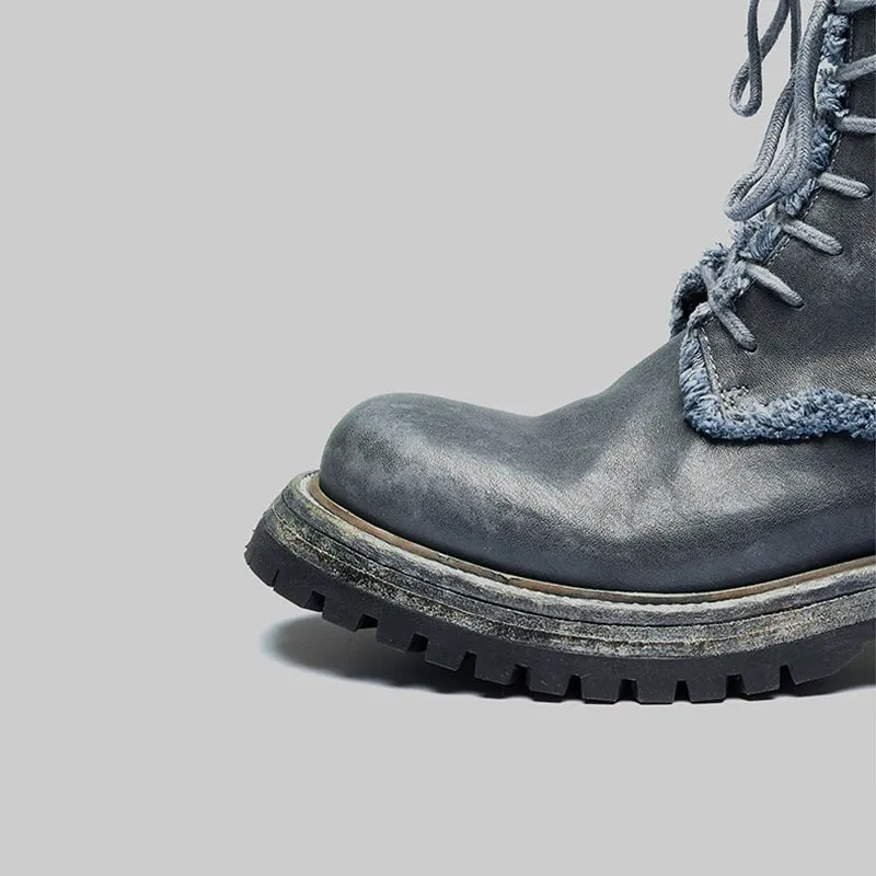 Leather Oxfords Or Derbies Side Zip Horse Leather Martin Boots For Women Fashion Ankle Boots in Black/Coffee/Dark Grey