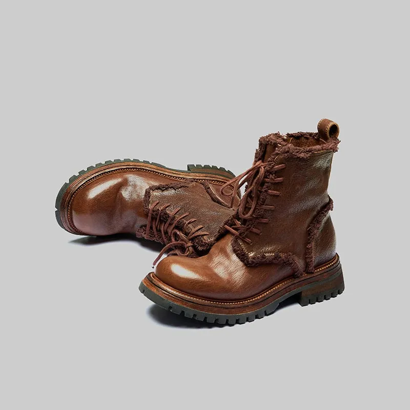 Side Zip Horse Leather Martin Boots For Women Fashion Ankle Boots in Black/Coffee/Dark Grey Greghost Leather Oxfords