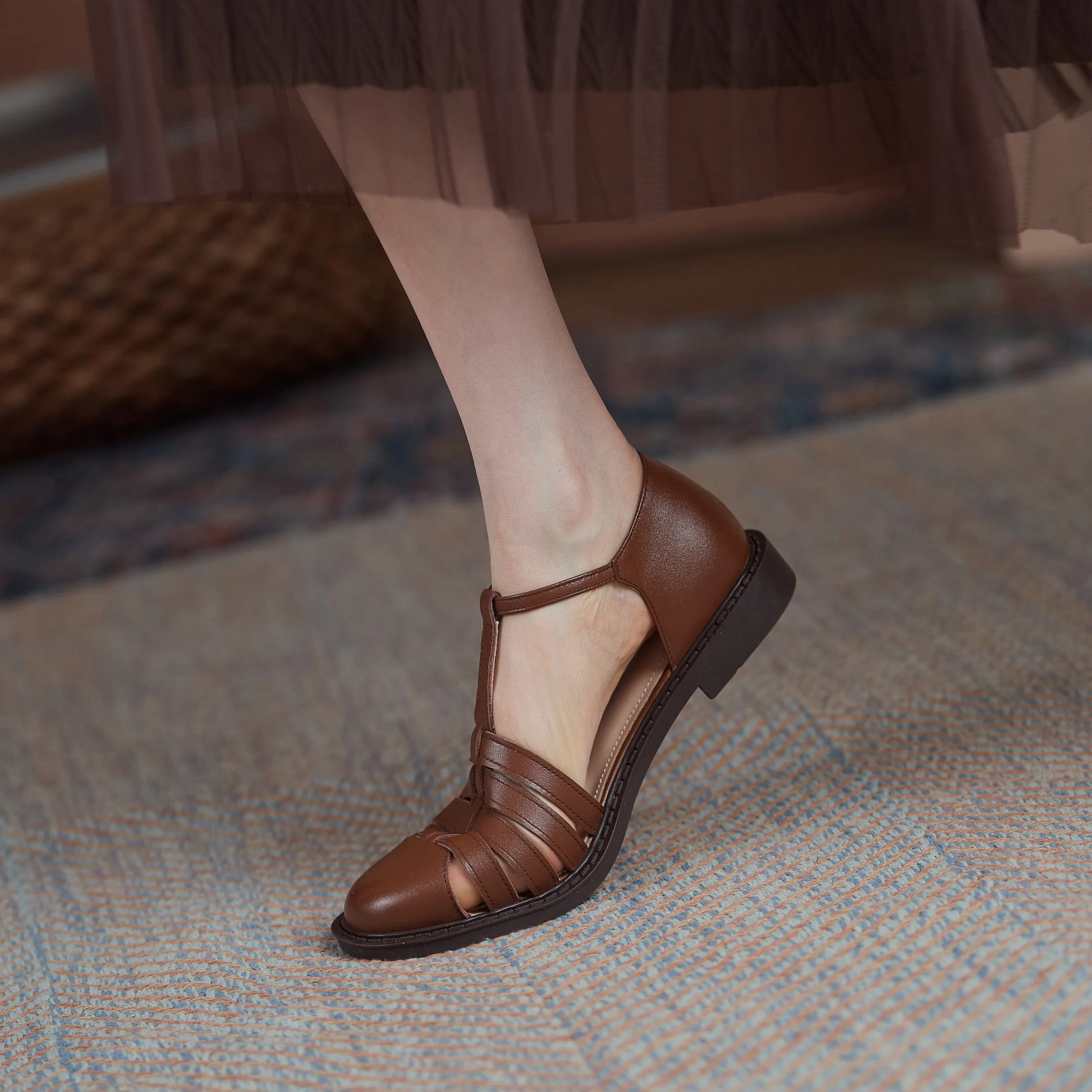 Womens Leather Fisherman Braided Flat Sandals Closed Toe Best Sandals