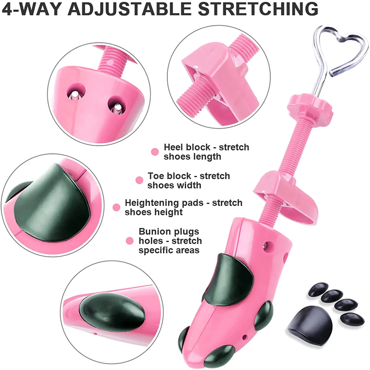 Rockport Venetian Loafers Cyrico Shoe Stretcher Women 4-way Shoe Expander Widener Shoe Tree Shape for Wide Feet, with bonus 12 bunion plugsus