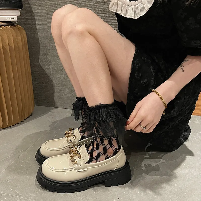 Nellie Round Toe Chunky Lolita Platform Loafers - 4 Colors Bass Loafers