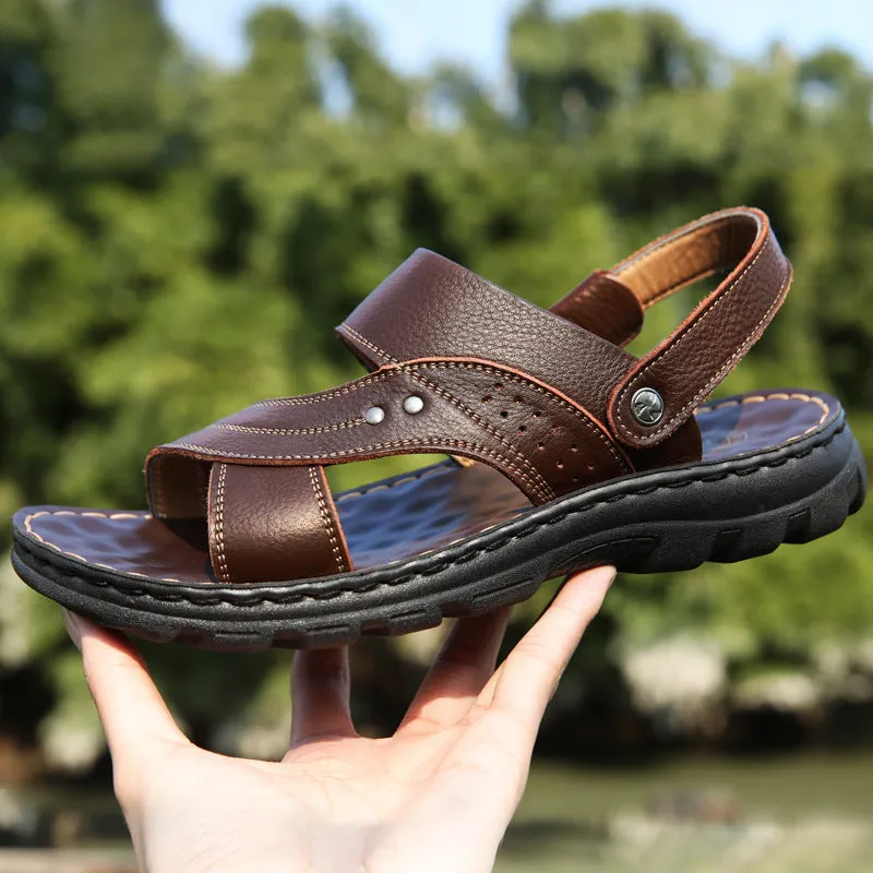 The Slippers Men Sandals Summer Beach Shoes Adjustable Back Strap Design Slippers Slides