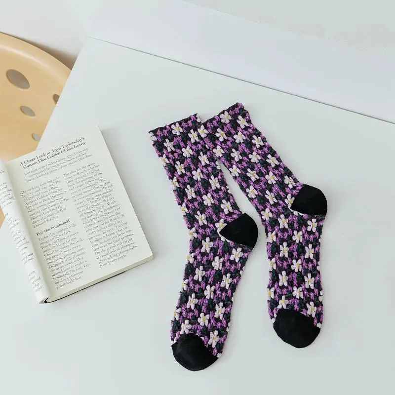 Adrian Loafers Sale 5 Pairs Autumn  Winter Women's Small Flower Stockings