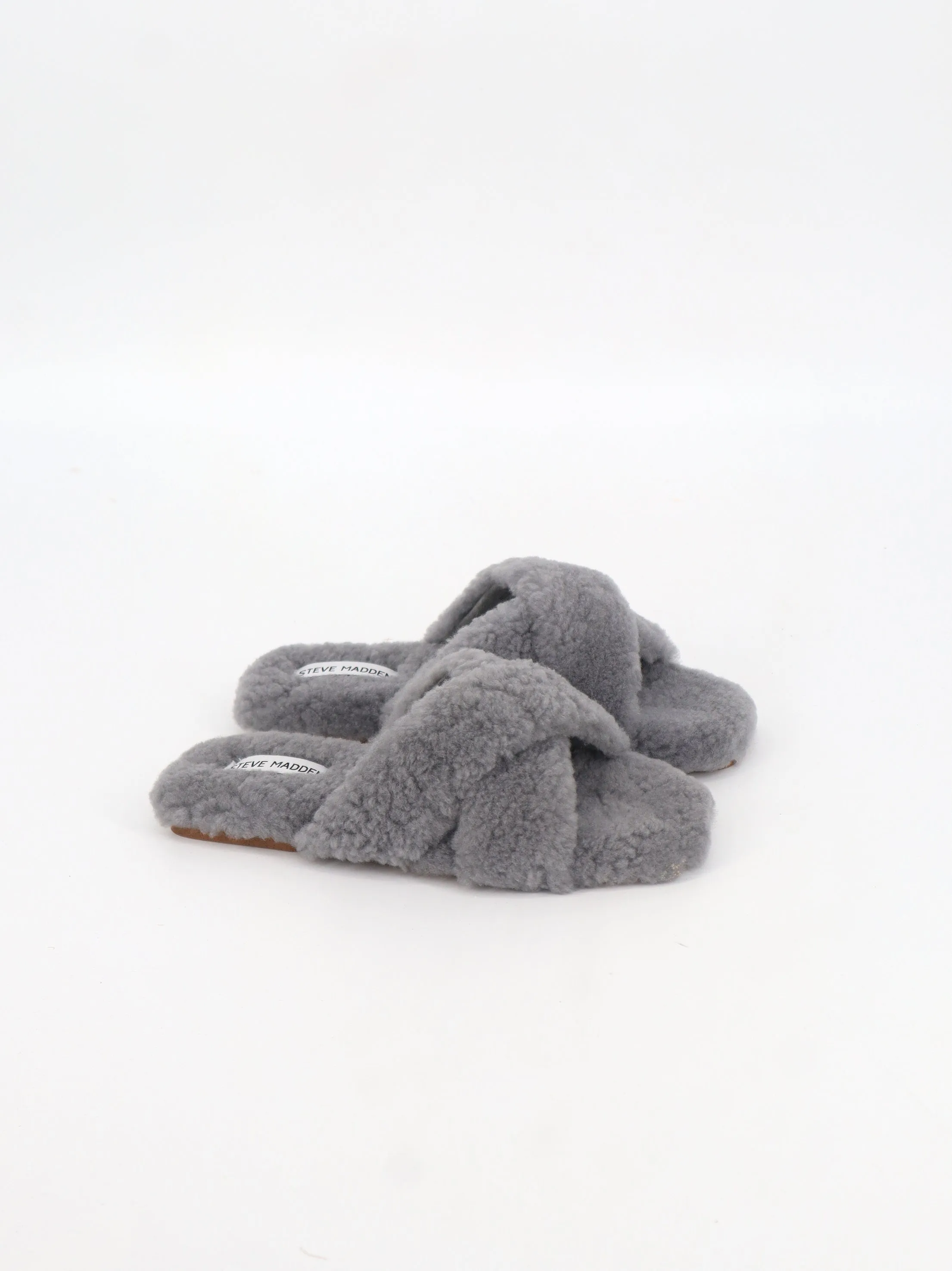 Women's Shearling Slippers,Grey Real Wool Slippers