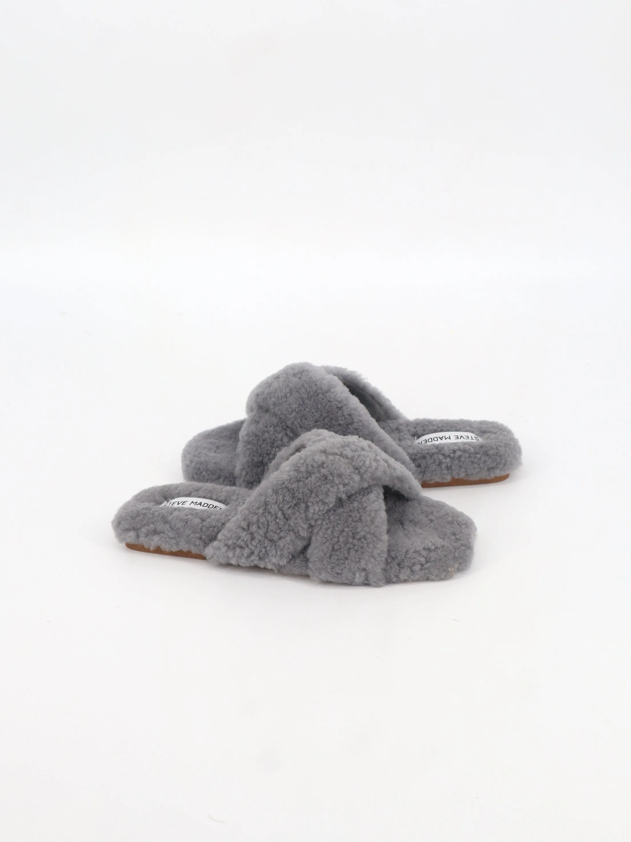 Women's Shearling Slippers,Grey Gel Slides