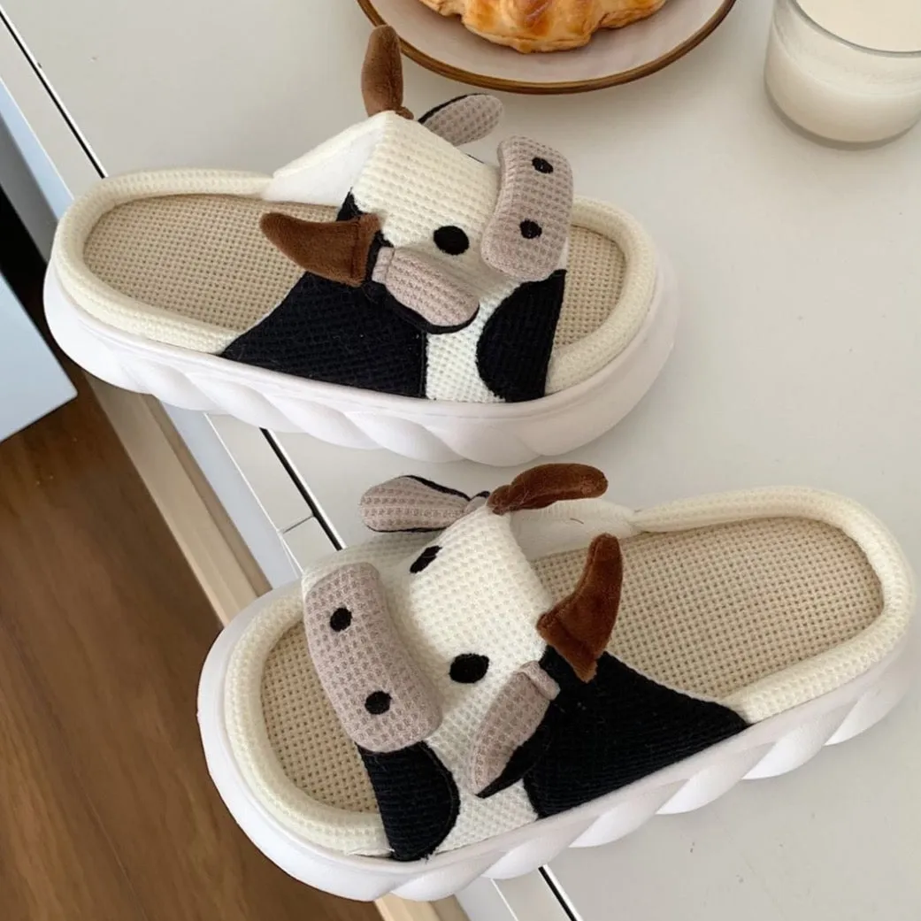 Baby Bear Slippers Fluffy Cow Slippers