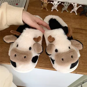 Custom Slippers With Picture Fluffy Cow Slippers