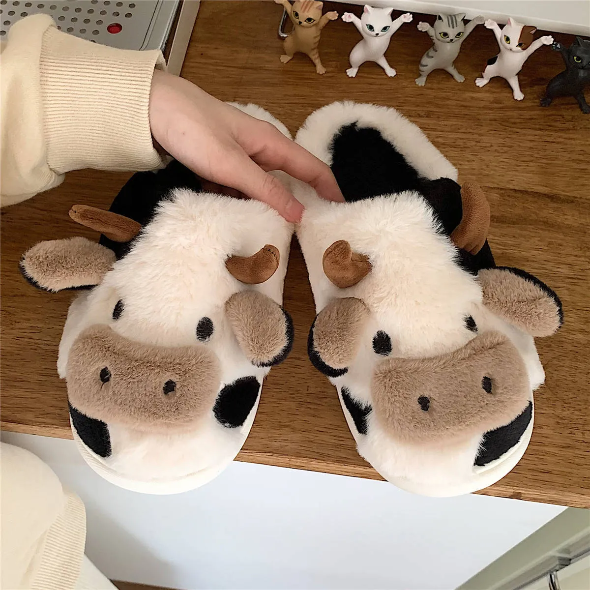 Unusual Slippers Fluffy Cow Slippers
