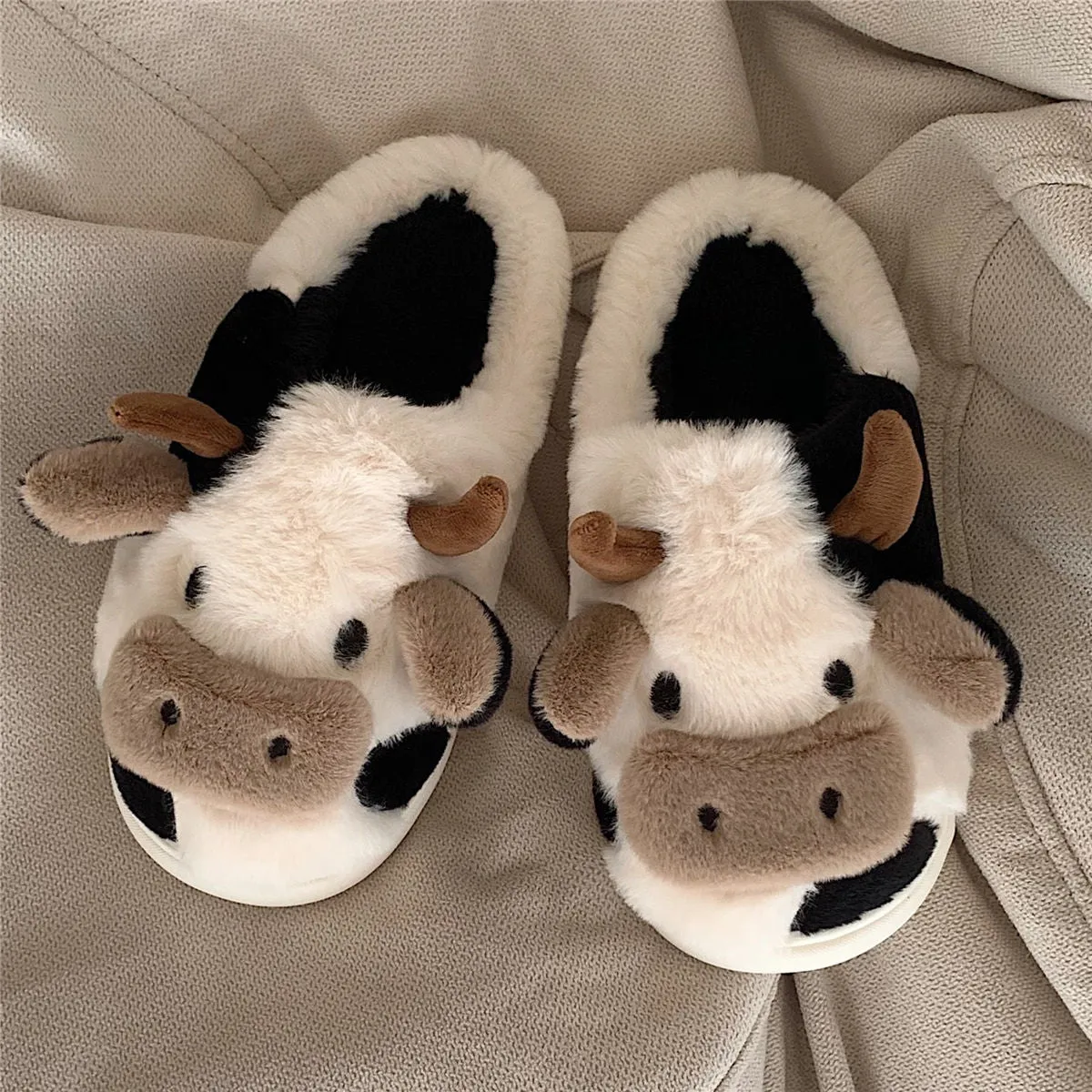 Fluffy Cow Slippers Banded Horizon Slide Sandal