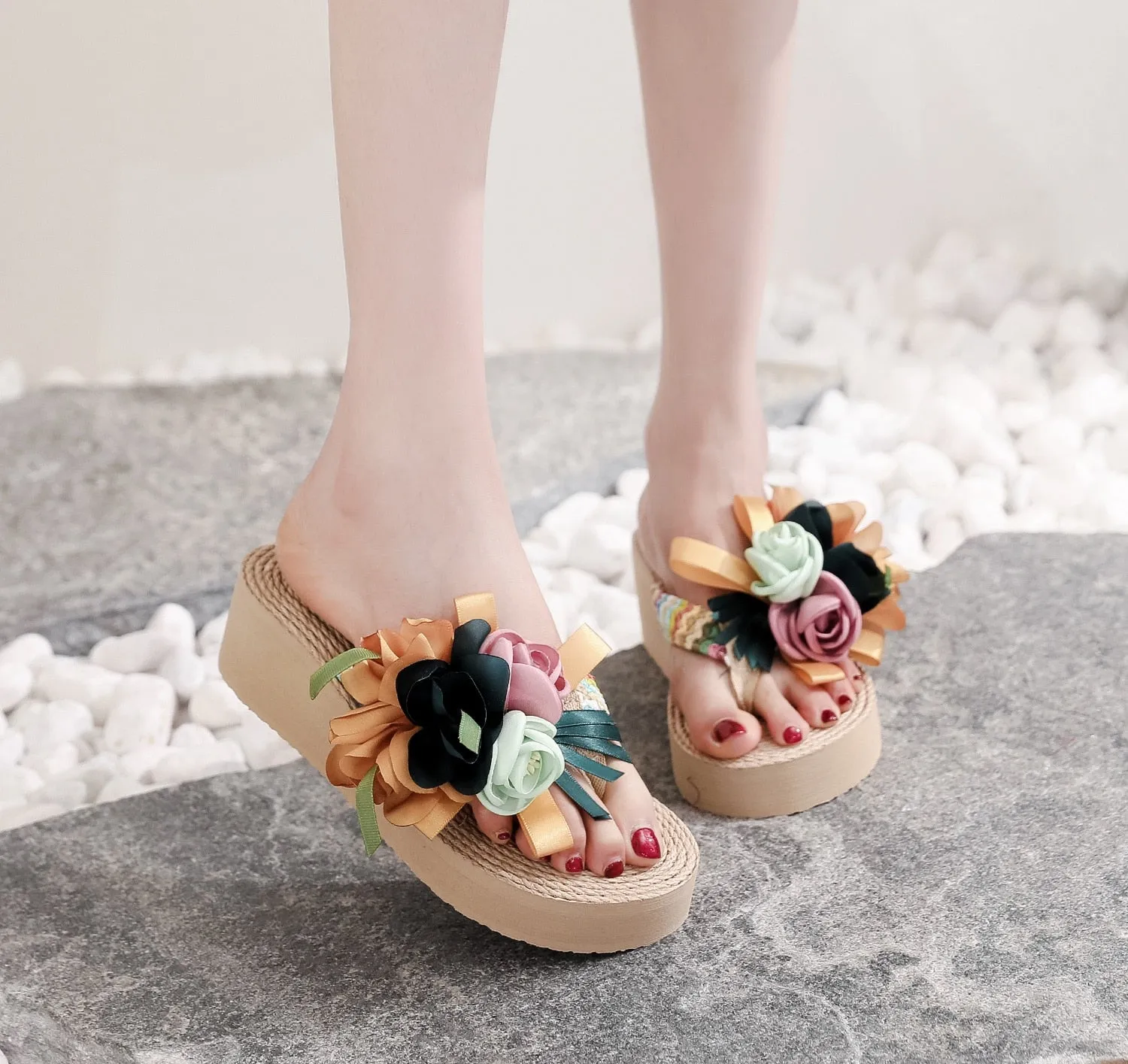 Slides Manis Beach Flip Flops Summer Platform