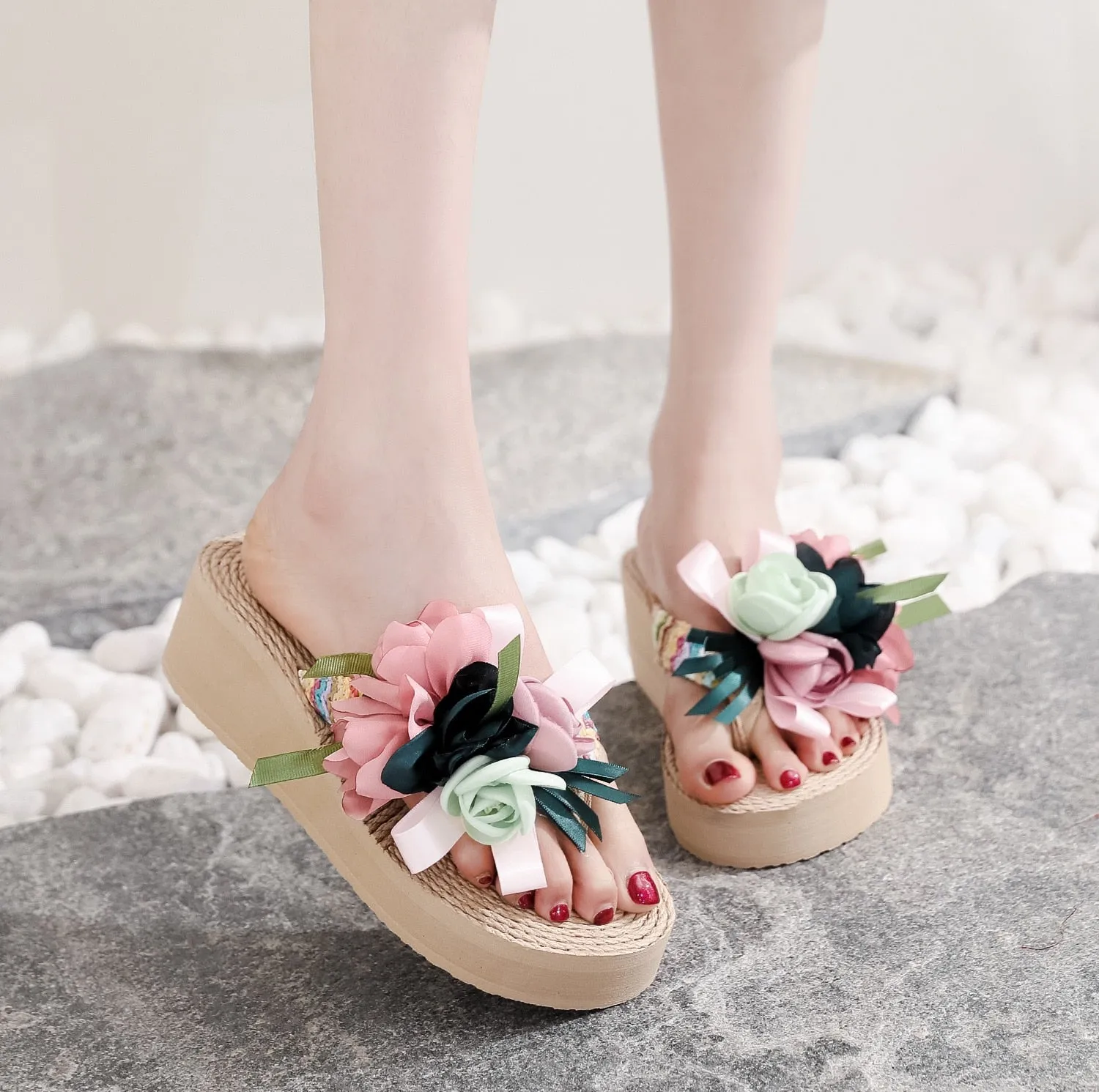 Beach Flip Flops Summer Platform Barefoot Slippers