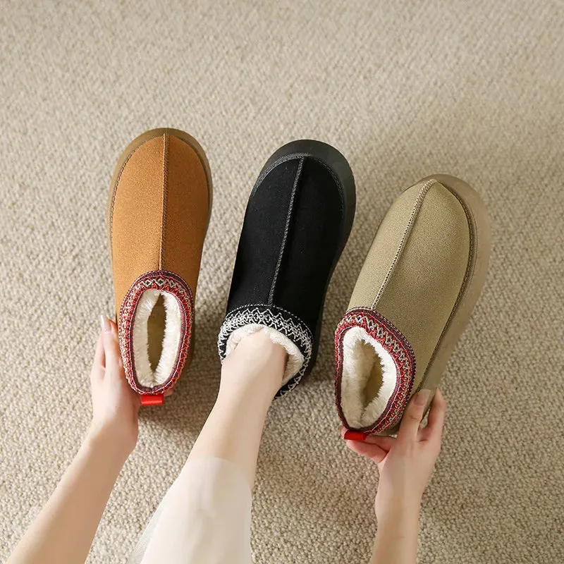 Women's Plush Fleece Half Slippers with Thick Bottom Rubber Sole Ballerina Slippers