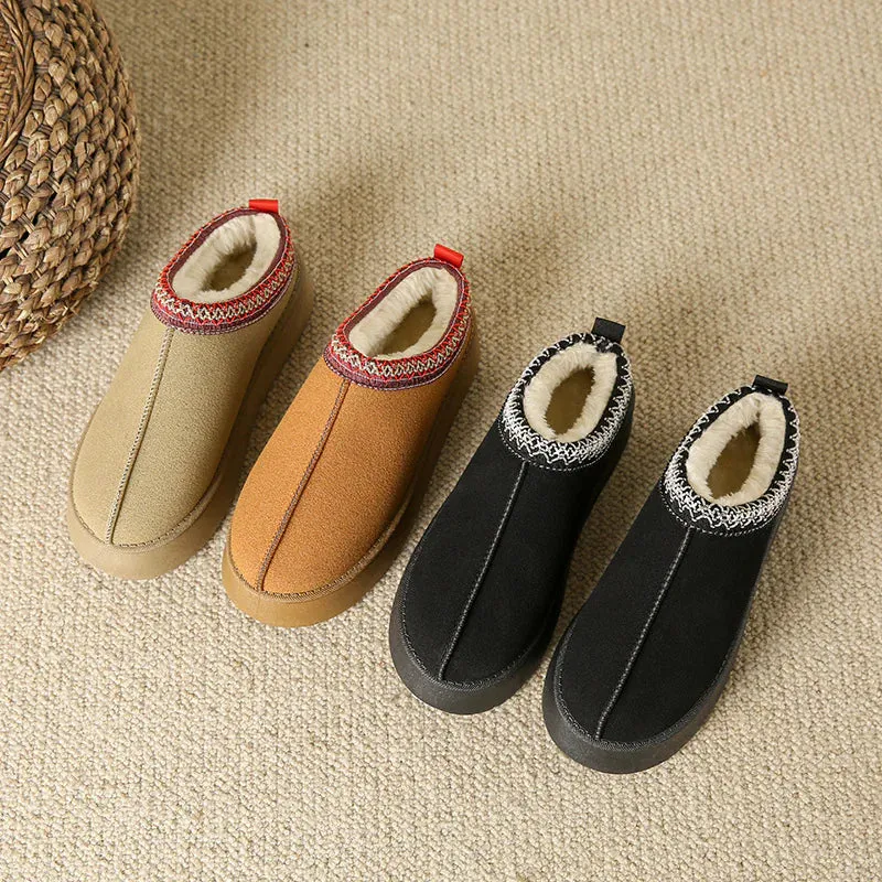 Women's Plush Fleece Half Slippers with Thick Bottom Freud Slippers