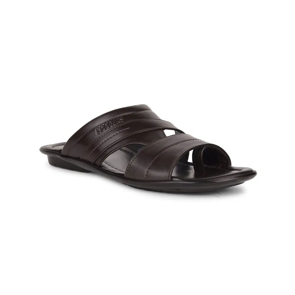 Coolers Casual Brown Toe Ring Slippers For Men COOL99-92 By Liberty Slippers Detachable Sole