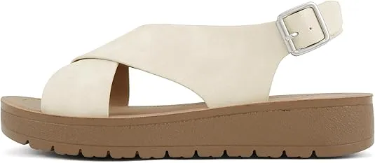 National Flip Flop Day 2025 Soda Postman ~ Women Round Toe Crisscross Band Slingback Platform Slide Sandals