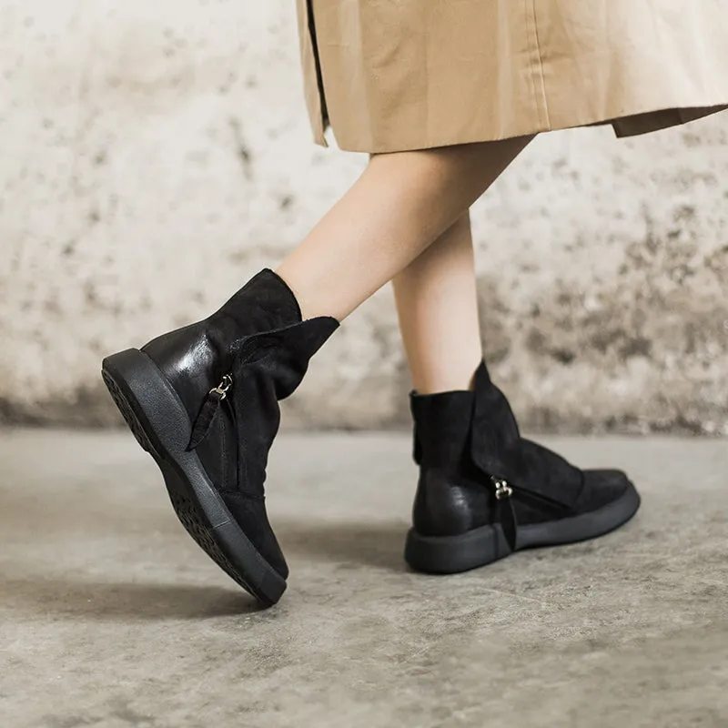 Best Way To Lace Oxfords Soft Cowhide Leather Zip Boots Retro Women Chunky Ankle Boots Black/Coffee