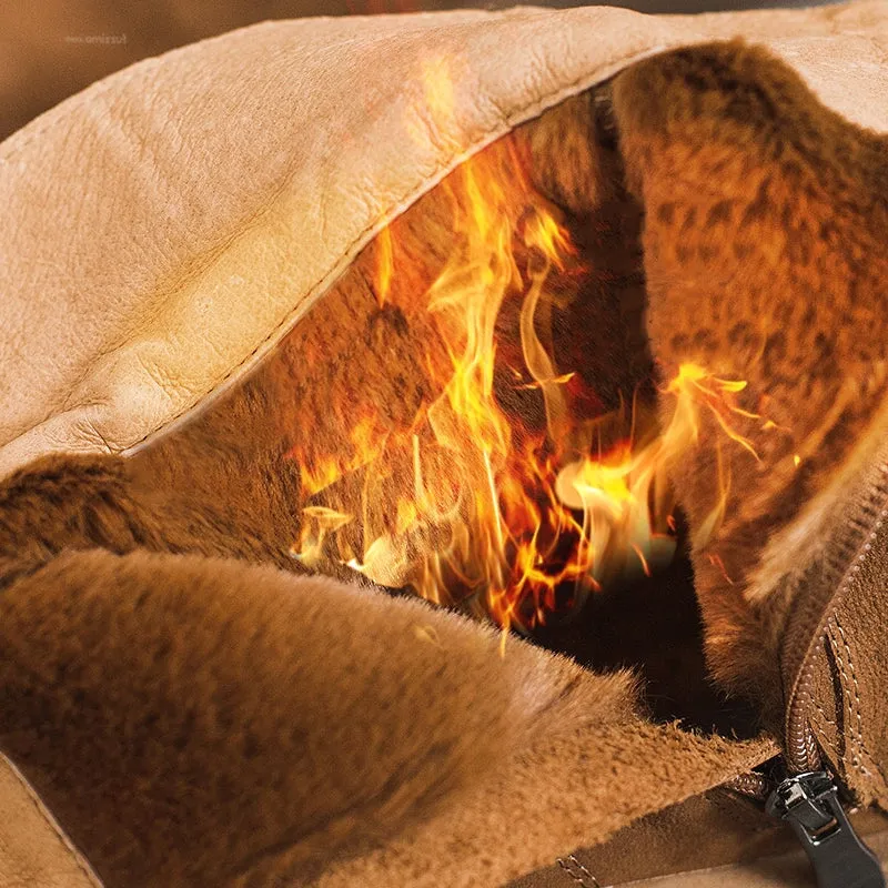 Soft Cowhide Leather Zip Boots Retro Women Chunky Ankle Boots Black/Coffee Hutch Touch Oxford