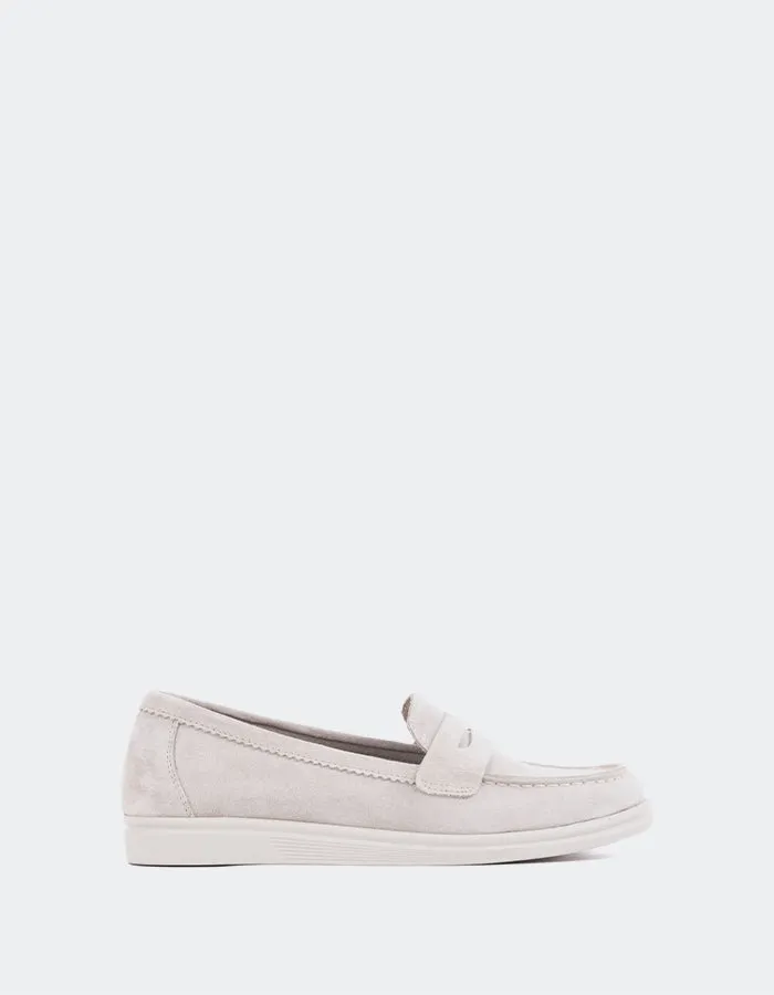 Sperry Taupe Suede Loafers Pierced