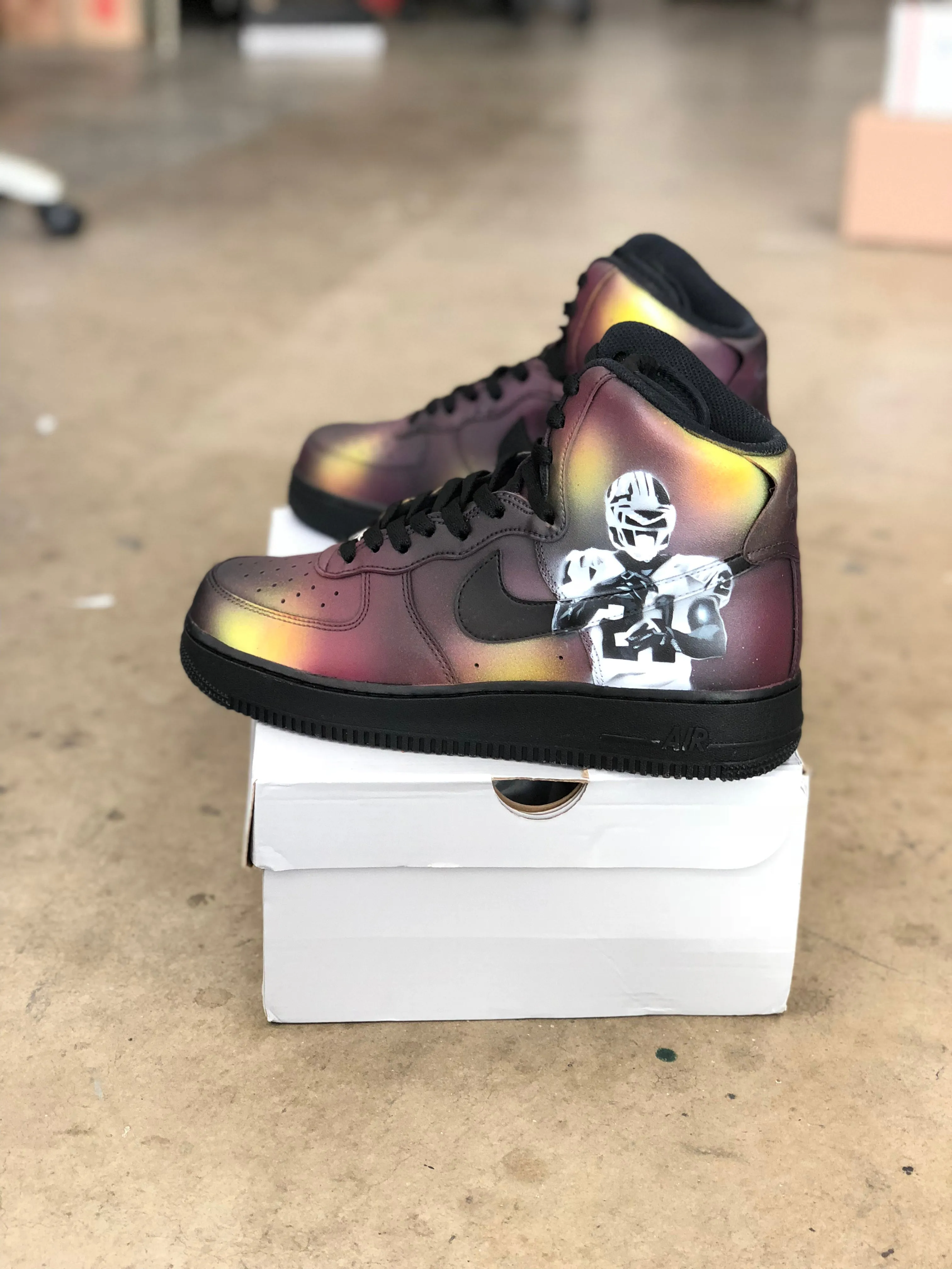 2 Pairs of Custom Painted Nike AF1 Highs - (Mens 9 and Mens 8) Redskins Theme/ Eagles Theme - Custom Order Best Asics Racing Shoes