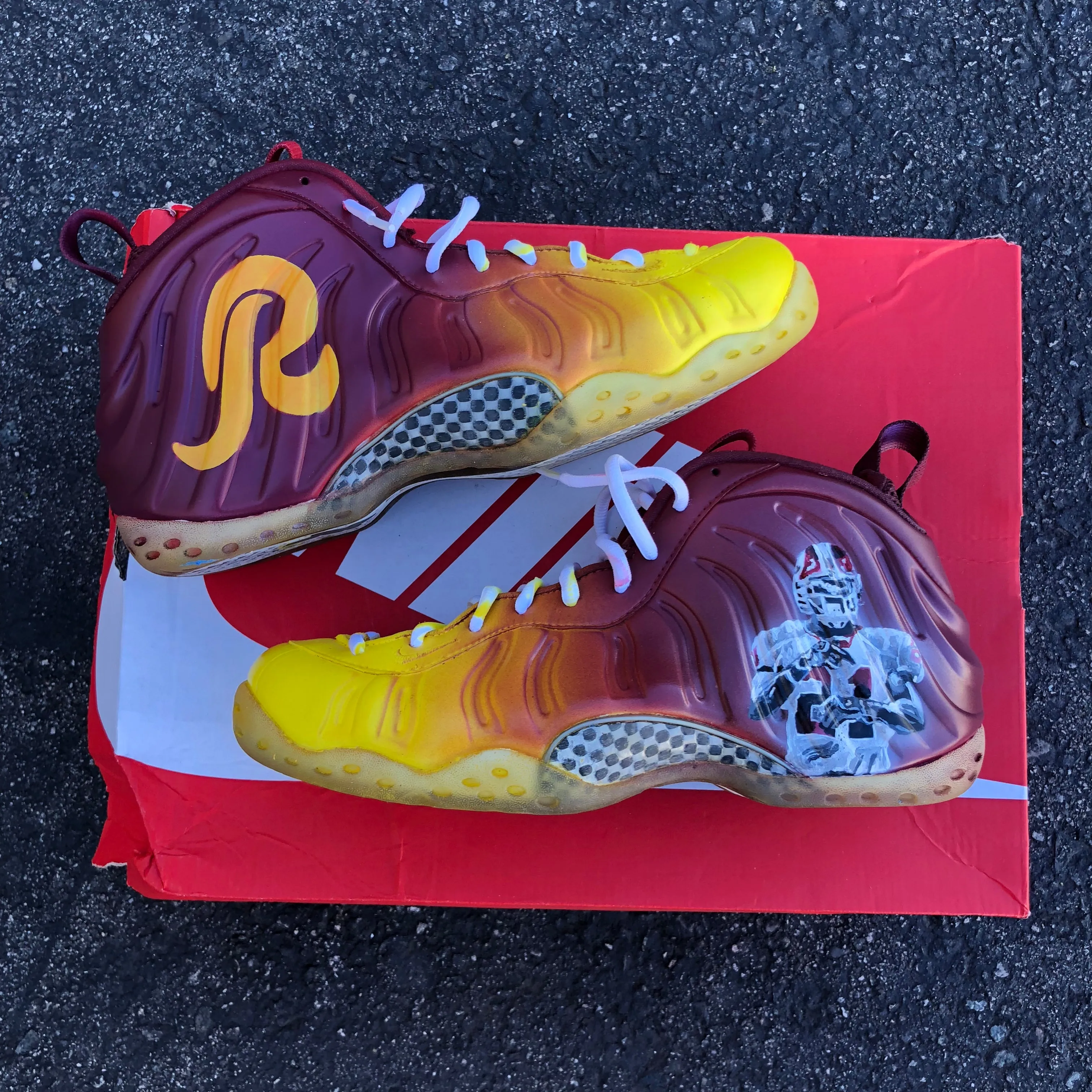 2 Pairs of Custom Painted Nike AF1 Highs - (Mens 9 and Mens 8) Redskins Theme/ Eagles Theme - Custom Order Asics Trail Super Shoe