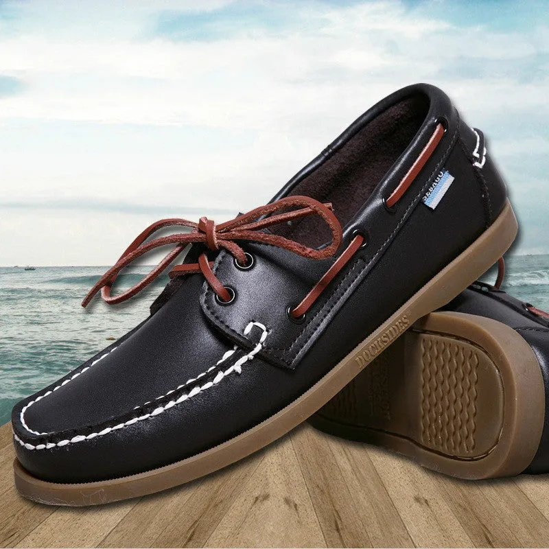 Spring /Autumn Fashion Casual Men's Boat shoes European style Lace-up Flat Round toe lightweight men's shoes Flat Foot Correction Shoes