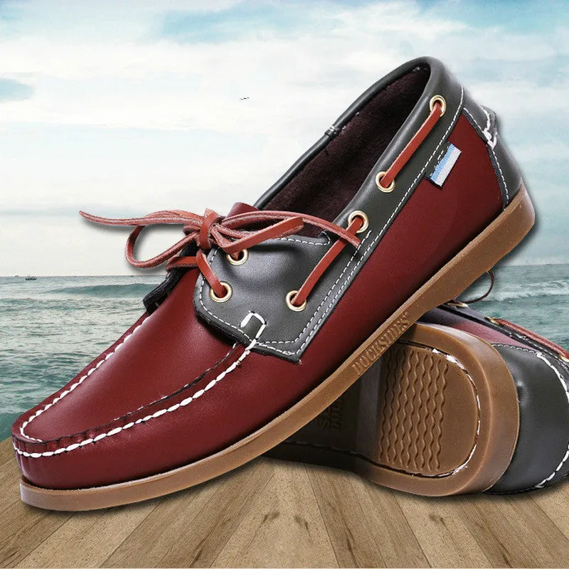 Flat Shoes Strap Spring /Autumn Fashion Casual Men's Boat shoes European style Lace-up Flat Round toe lightweight men's shoes