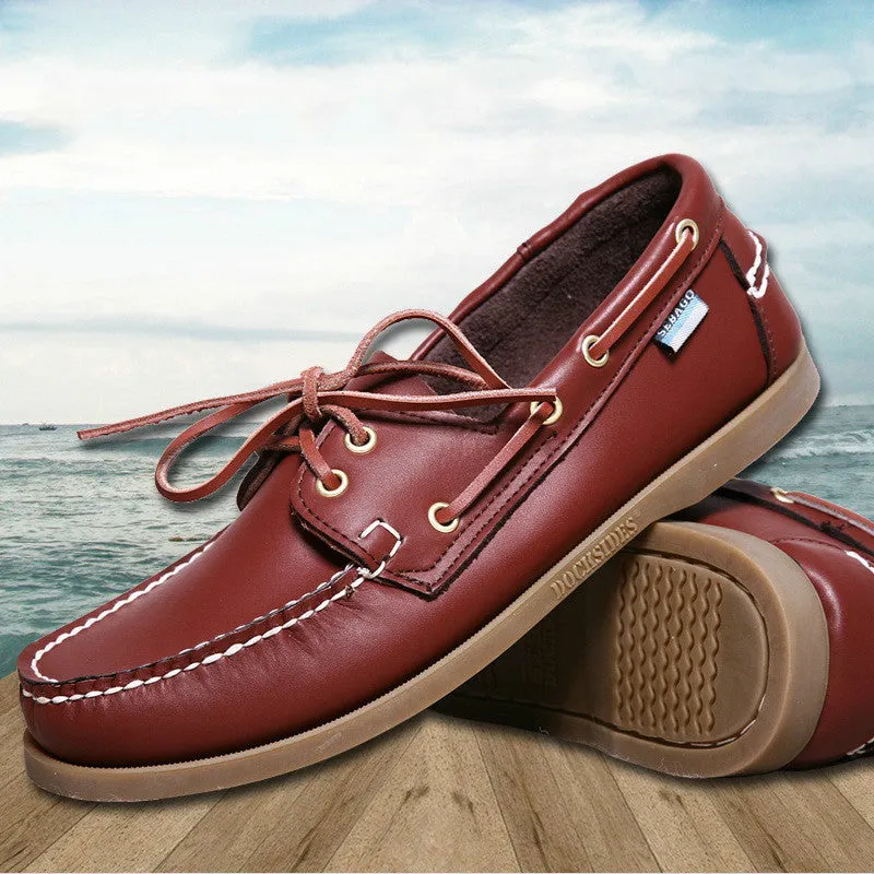 Spring /Autumn Fashion Casual Men's Boat shoes European style Lace-up Flat Round toe lightweight men's shoes Flat Jelly Shoes