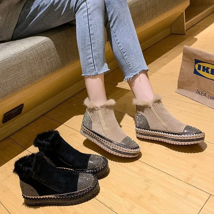 Good Looking Work Boots Nanccy Thick-soled Rhinestone Fashion Boots 2