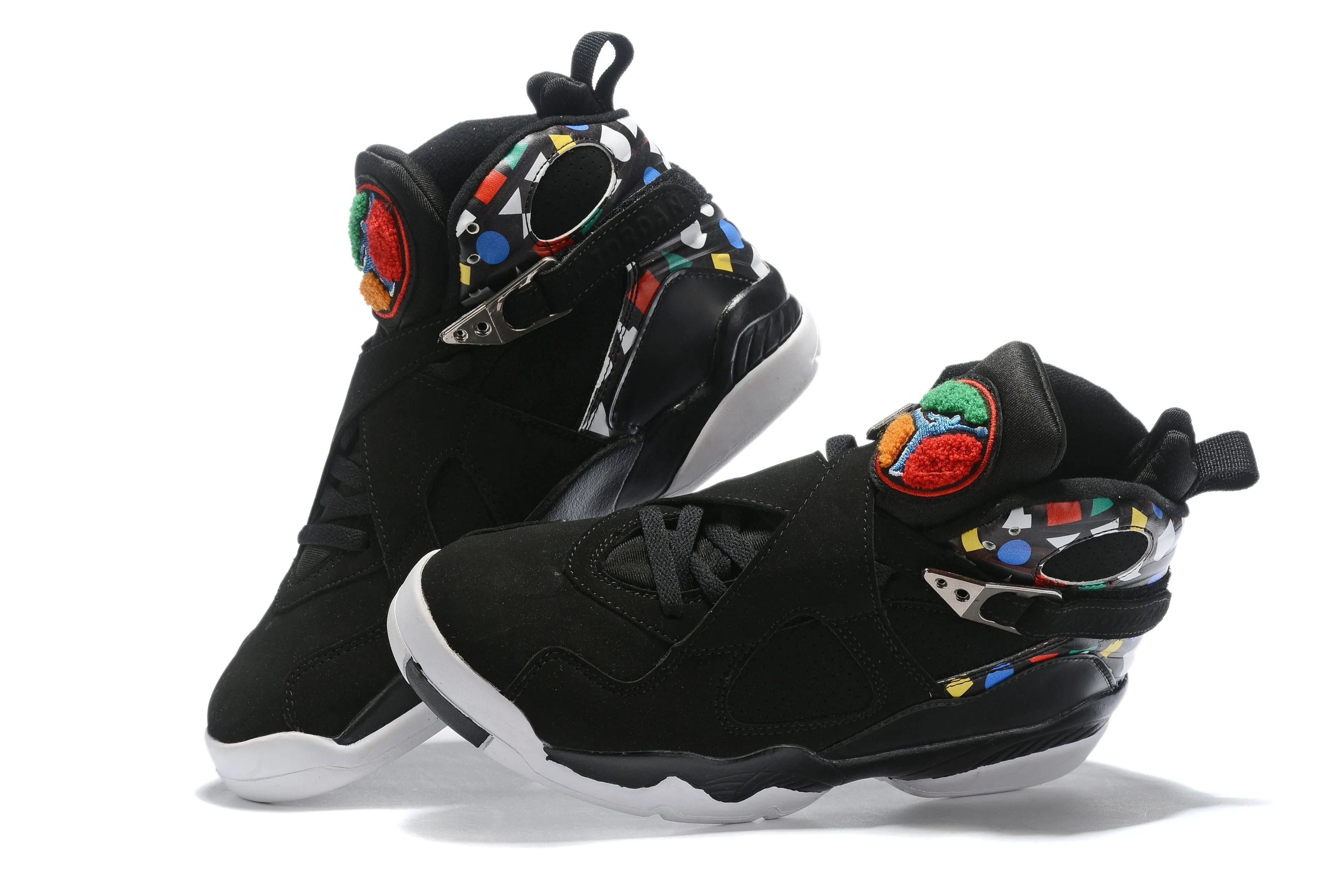 Nike Air Jordan 8 Retro 'Quai 54' Black White Multicolor Sneaker Shoes Sale Men Size 8-13 Asics Running Shoes Sale