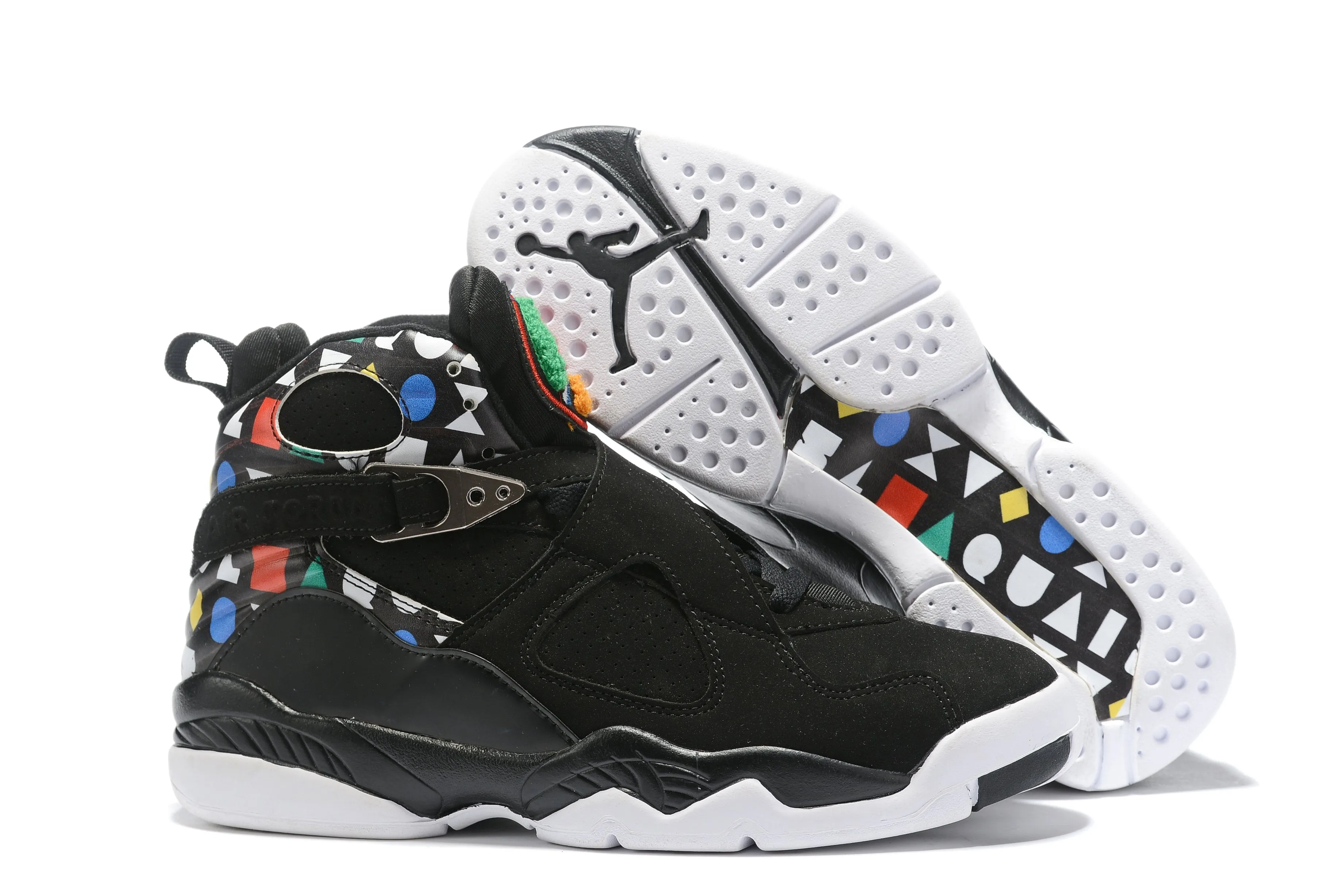 Nike Air Jordan 8 Retro 'Quai 54' Black White Multicolor Sneaker Shoes Sale Men Size 8-13 Extra Wide Asics Shoes