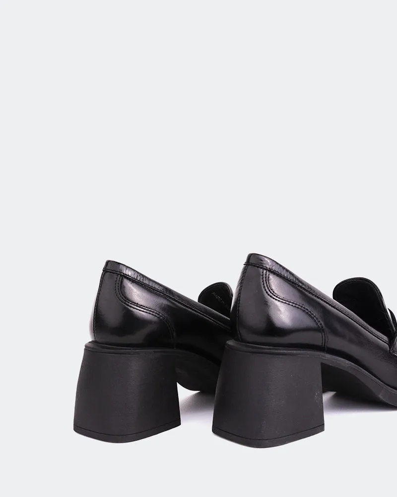 Station Black Leather Tan Slip On Loafers