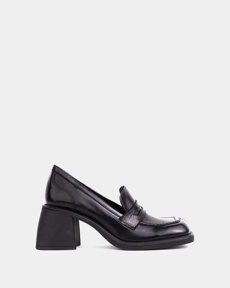 Station Black Leather Ballet Flat Loafers