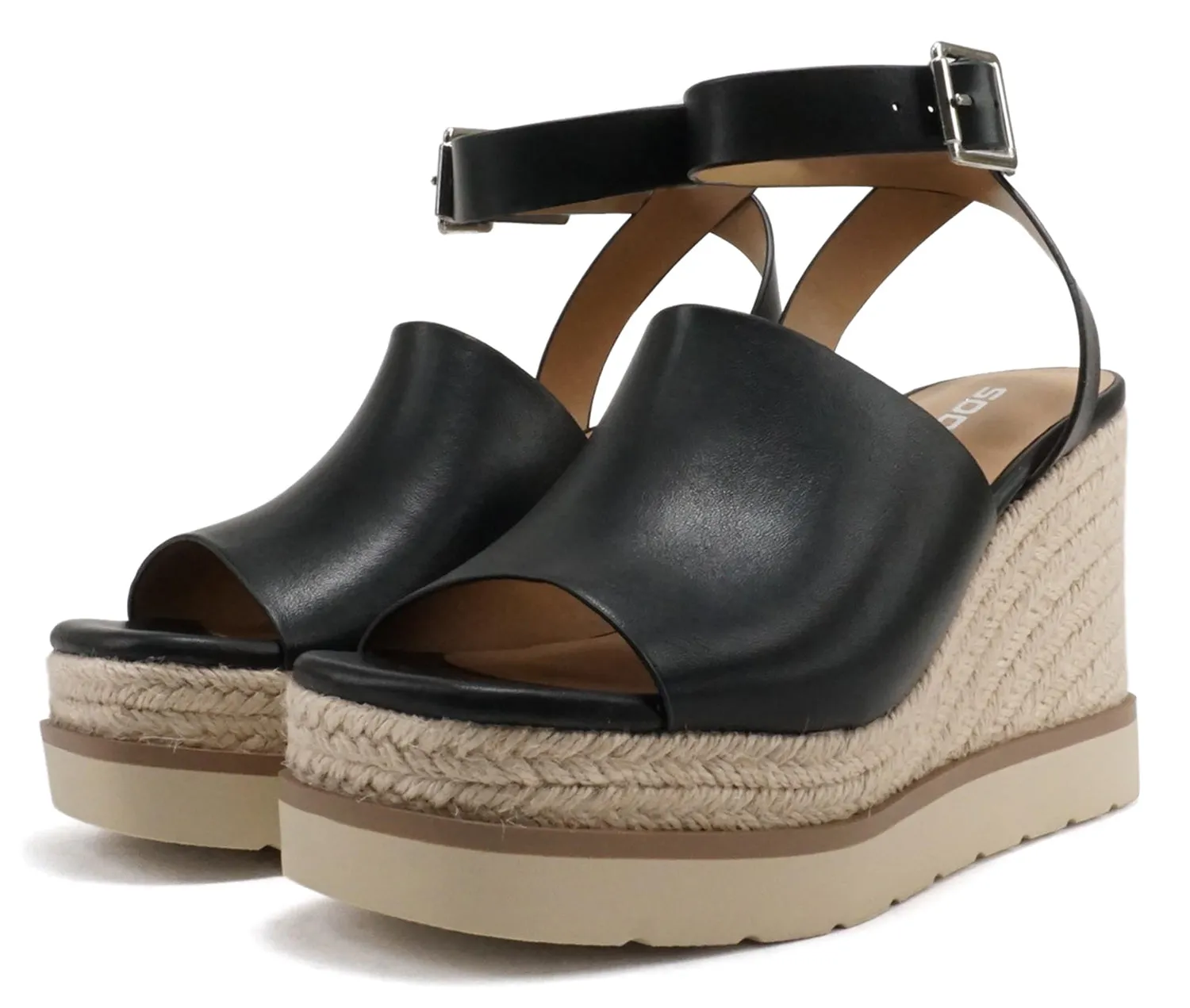STELLA-S Black Soda Dressy Wedge Sandals