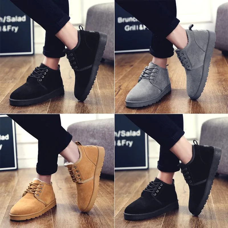 Wearing Flat Shoes Classic Men's Winter Boots - Ankle Snow Boots
