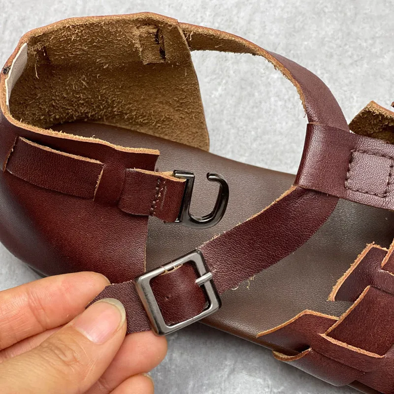 Sandals Discounts Womans Genuine Leather Woven Closed Toe Fisherman Sandals