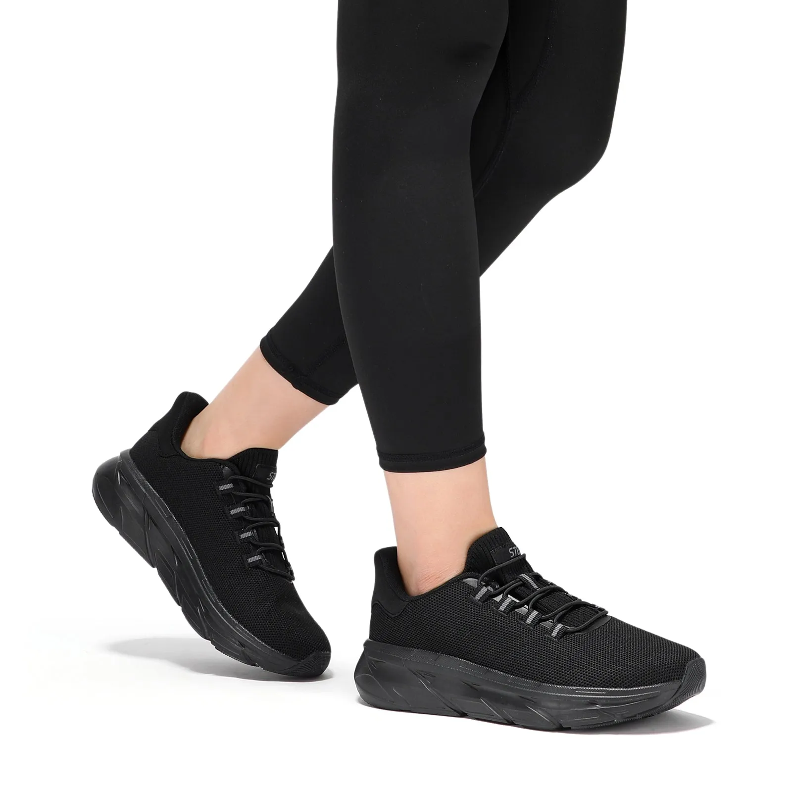 No Tie Laces For Sneakers STQ Women's Slip On Walking Shoes Active Cushion Comfortable Tennis Breathable Non Slip Athletic Gym Workout Cross Training Sneakers