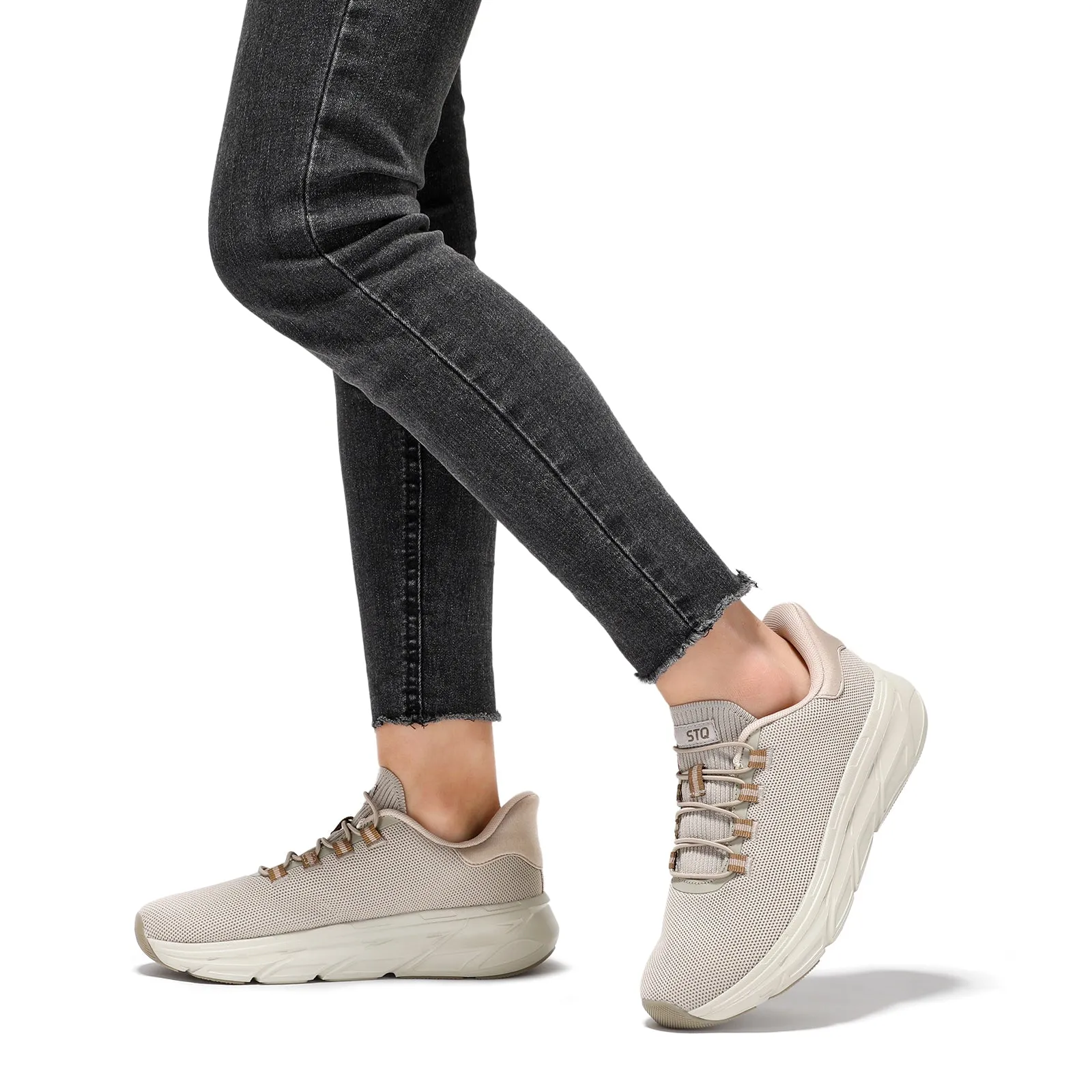 STQ Women's Slip On Walking Shoes Active Cushion Comfortable Tennis Breathable Non Slip Athletic Gym Workout Cross Training Sneakers Veja Rio Branco Sneakers