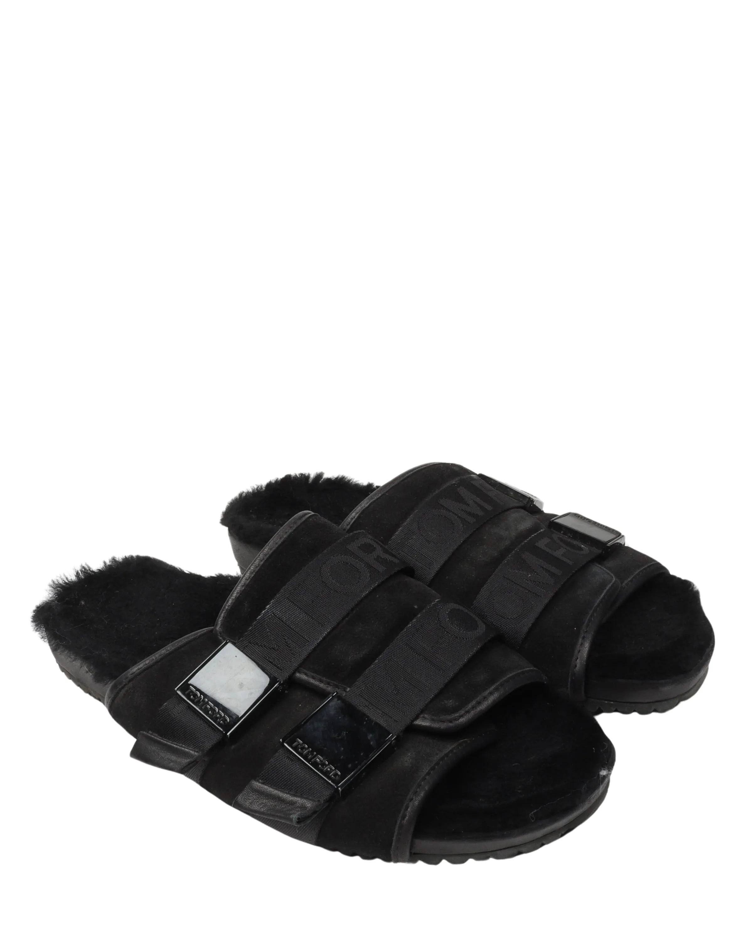 Strapped Sandals with Fur Footbed Crocs Wedge Sandals